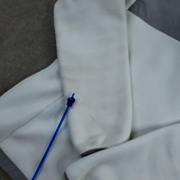 The North Face Denali Jacket Women Medium White Gray Fleece Full Zip Pockets - Picture 14 of 16